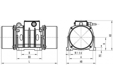 هزاز خرسانة بمحرك كهربائي رباعي الأقطاب ثلاثي الطور  External Concrete Vibrator with 3 Phase Electric Motor